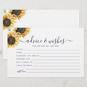 Floral Sunflower Wedding Advice Card