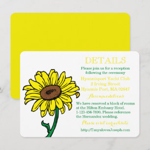 Floral Sunflower Wedding Detail Yellow Green Invitation