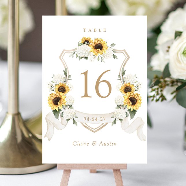 Floral Sunflowers Hydrangea Crest Table Number (Creator Uploaded)