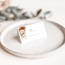 Floral Sunset Wedding Folded Place Card