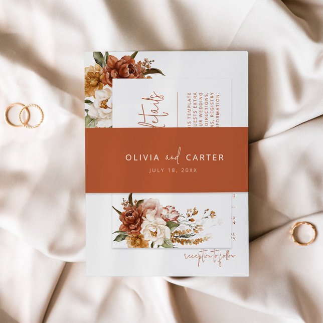 Floral Sunset Wedding Invitation Belly Band (Creator Uploaded)