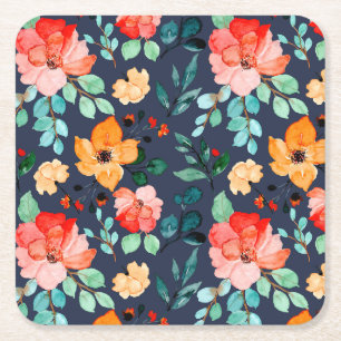 Floral Surface Pattern- Fashion Decorative Spring Square Paper Coaster