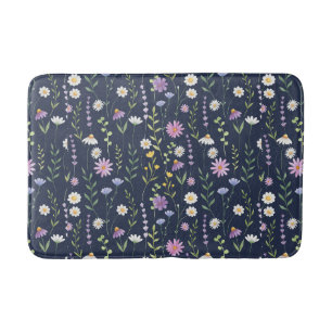 Floral Surface Pattern-Fashion Spring Flowers Bath Mat