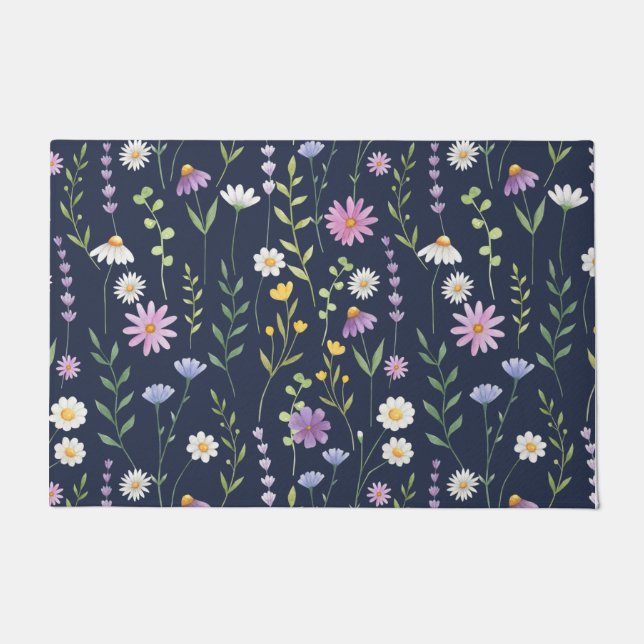 Floral Surface Pattern-Fashion Spring Flowers Doormat (Front)