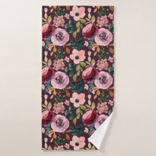 Floral Surface Pattern-Fashion Watercolor Colourfu Bath Towel