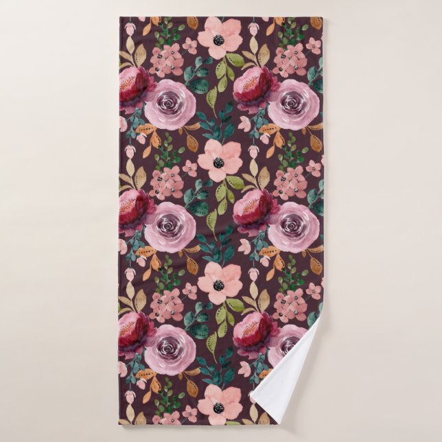Floral Surface Pattern-Fashion Watercolor Colourfu Bath Towel (Bath Towel)
