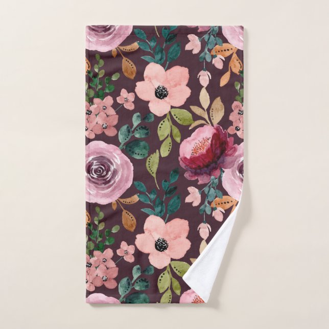Floral Surface Pattern-Fashion Watercolor Colourfu Hand Towel (Hand Towel)