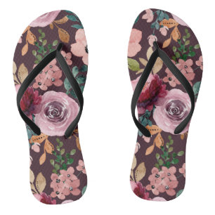 Floral Surface Pattern-Fashion Watercolor Colourfu Jandals