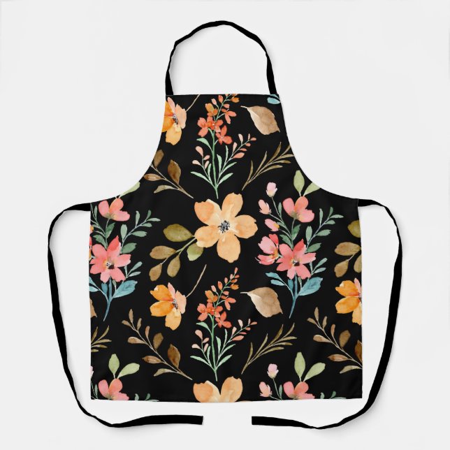 Floral Surface Pattern- Fashion Watercolor Spring  Apron (Front)