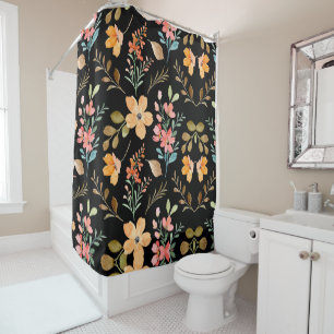 Floral Surface Pattern- Fashion Watercolor Spring Shower Curtain