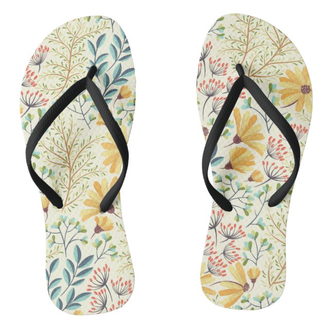 Floral Surface Pattern- Stylish Abstract Wallpaper Jandals (Footbed)