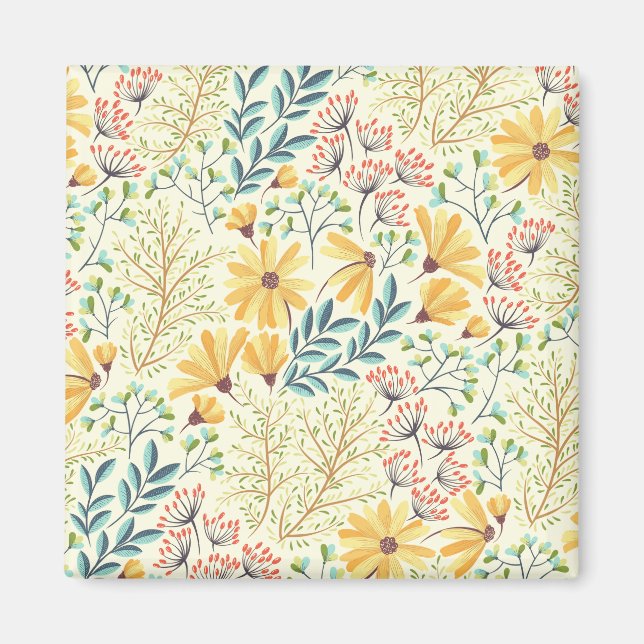 Floral Surface Pattern- Stylish Abstract Wallpaper Magnet (Front)