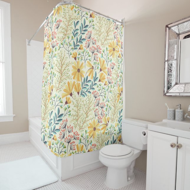 Floral Surface Pattern- Stylish Abstract Wallpaper Shower Curtain (In Situ)