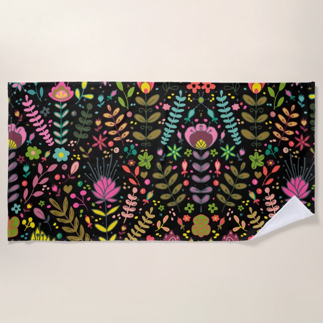 Floral Surface Pattern- Stylish Flowers Wallpaper  Beach Towel (Front)