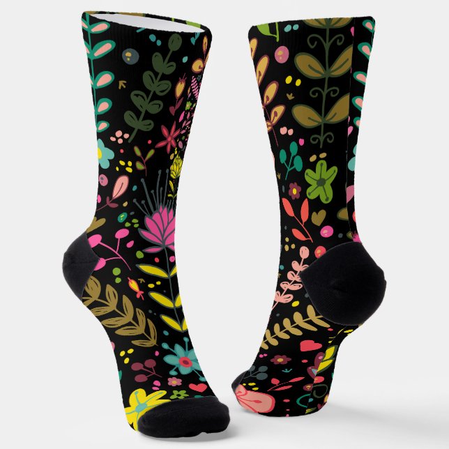 Floral Surface Pattern- Stylish Flowers Wallpaper  Socks (Angled)