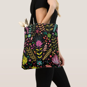 Floral Surface Pattern- Stylish Flowers Wallpaper Tote Bag