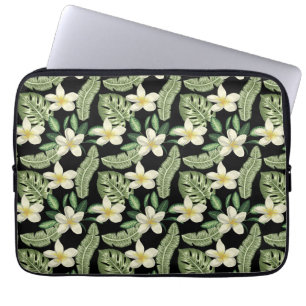 Floral surface pattern Tropical flowers and leaves Laptop Sleeve