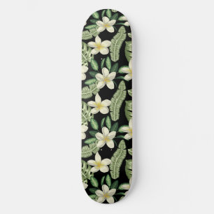 Floral surface pattern Tropical flowers and leaves Skateboard