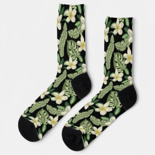 Floral surface pattern Tropical flowers and leaves Socks