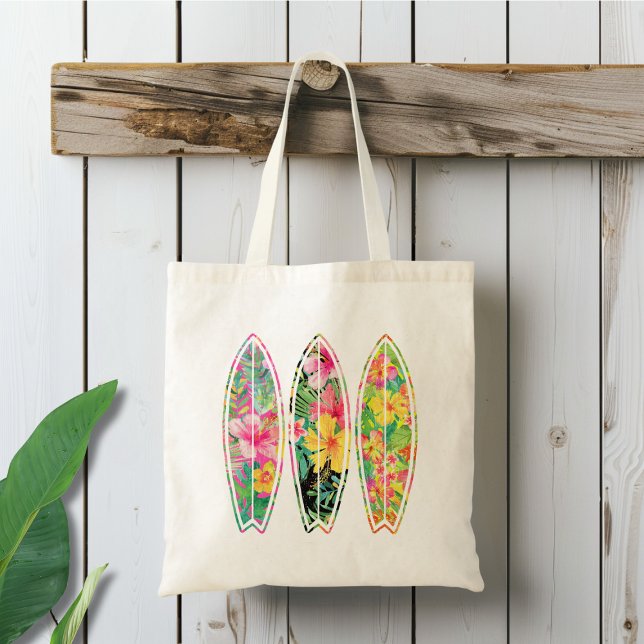 Floral Surfboard Beach Day  Tote Bag (Creator Uploaded)