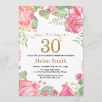 Floral Surprise 30th Birthday Gold Glitter
