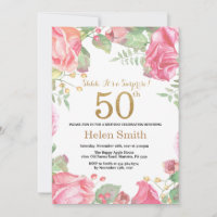 Floral Surprise 50th Birthday Gold Glitter