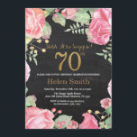 Floral Surprise 70th Birthday Gold Glitter Invitation<br><div class="desc">Floral Surprise 70th Birthday Invitation for Women. Watercolor Botanical Floral Flower. Gold Glitter. Pink Peonies Floral Flowers. Adult Birthday. Chalkboard Background. For further customisation,  please click the "Customise it" button and use our design tool to modify this template.</div>