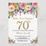 Floral Surprise 70th Birthday Invitation Gold<br><div class="desc">Floral Surprise 70th Birthday Invitation for Women. Watercolor Floral Flower. Gold Glitter. Pink,  Yellow,  Orange,  Purple Flower. Adult Birthday. For further customisation,  please click the "Customise it" button and use our design tool to modify this template.</div>