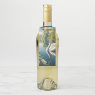 Floral swan lake spring artwork bottle tag