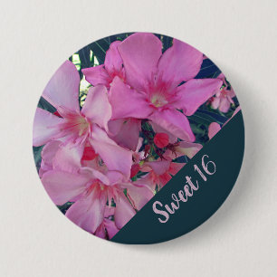 Floral Sweet 16 Bright Pink Bloom Birthday 7.5 Cm Round Badge