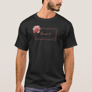 Floral sweet 16 pink and black T-Shirt