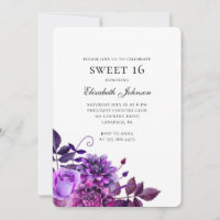 Floral sweet 16. Purple flowers 16th birthday
