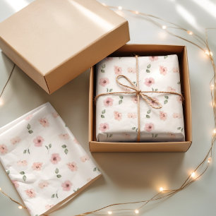 Floral Sweet Cottage Country Blush Flowers Tissue Paper
