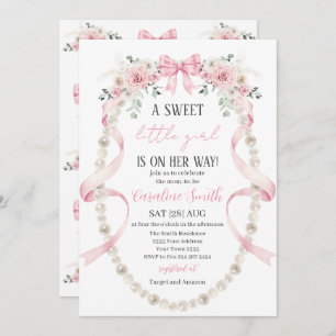  Floral Sweet little girl baby shower Invitation