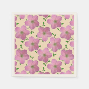 Floral Sweet Pink Garden Flowers on any Colour Napkin