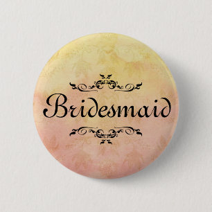 Floral Swirl Border Bridesmaid Button