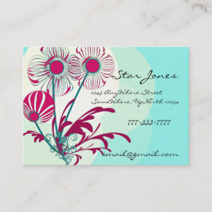 Floral Swirl Business Card -Rasberry Blue Sherbert