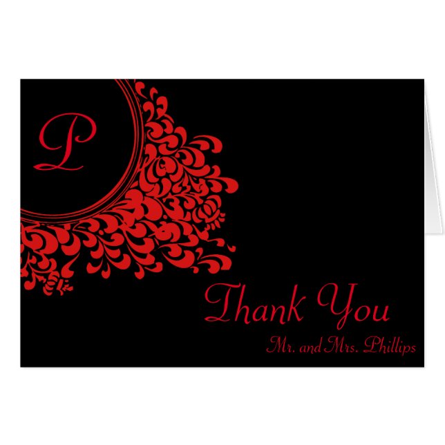 Floral Swirl Decorative With Initial Thank You (Front Horizontal)