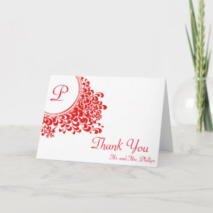 Floral Swirl Decorative With Initial Thank You Card