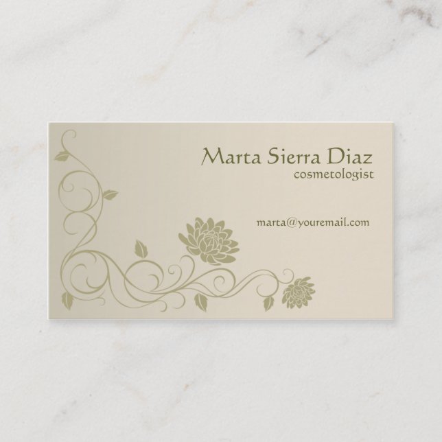 Floral Swirl Edge Business Card (Front)