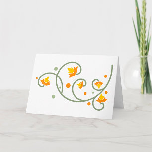 Floral Swirl Pattern with Orange and Yellow Flower Card