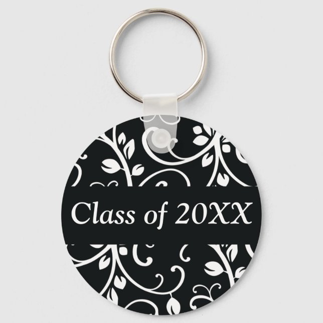 Floral Swirl Personalised Class Of Keychain (Front)