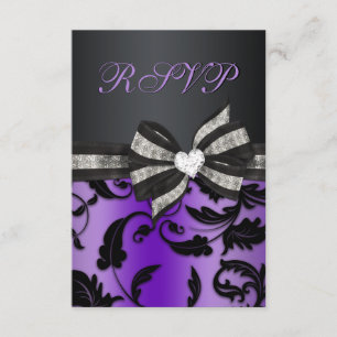 Floral Swirl RSVP With Jewelled Bow Card