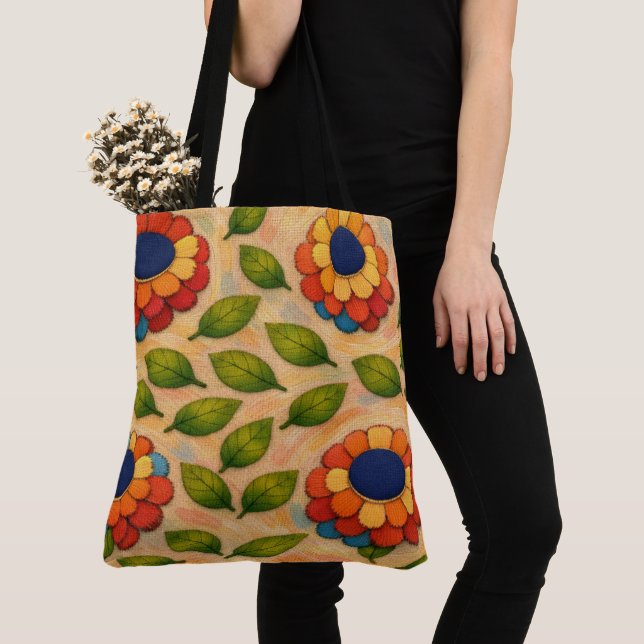 Floral Swirl Tote Bag (Close Up)