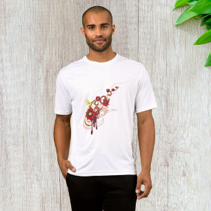 Floral Swirl with Red Flowers and Hummingbird T-Shirt