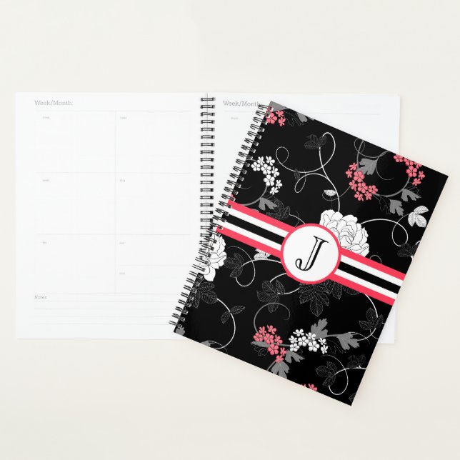 Floral Swirls Black Pink Planner (Display)