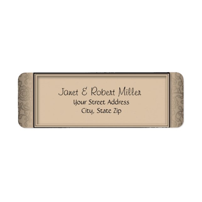 Floral Swirls Gold Return Address Labels (Front)