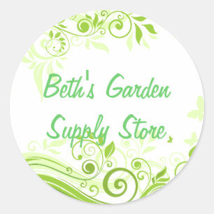 Floral Swirls in Hues of Fresh Green Classic Round Sticker