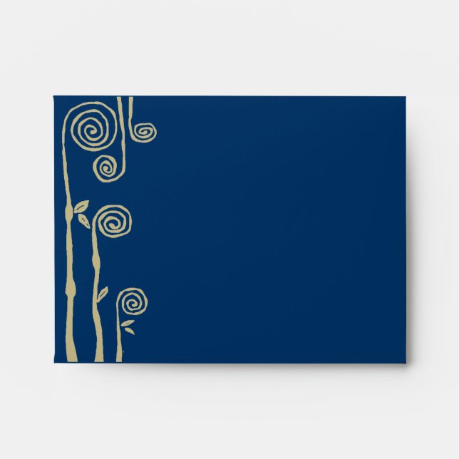 Floral Swirls Navy RSVP Envelope (Front)