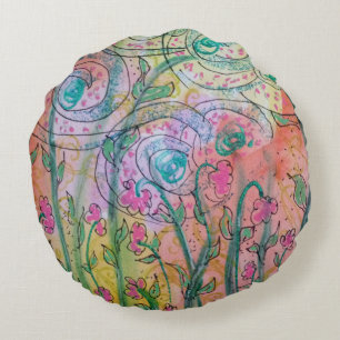 Floral Swirls Round Cushion